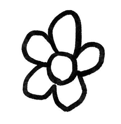 ID: Illustration of a lumpy flower with five petals. It is spinning slowly. 